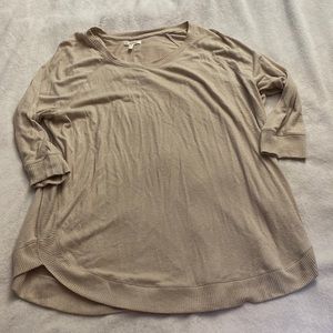 Women’s Maurice’s Tan 3/4 Sleeve Thin Sweater; size: 1; like new